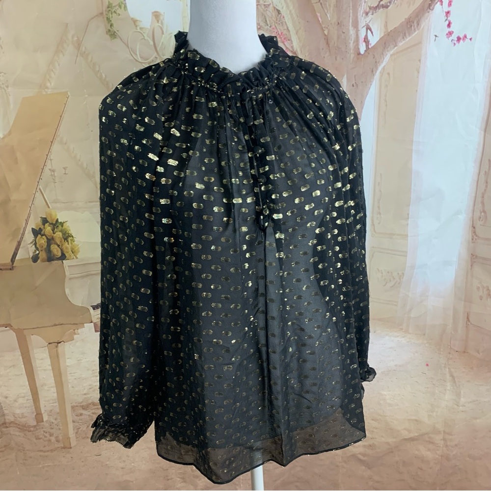 Christy Lynn Foil Polka Dot sheer top